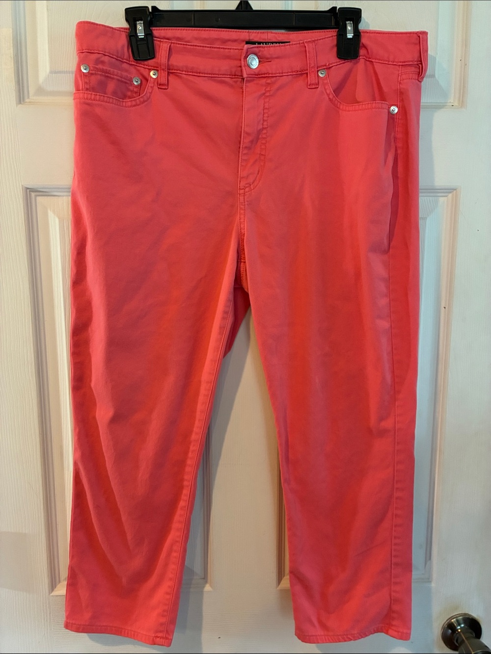 Ralph Lauren Size 12 Coral Pink Straight-Leg Pants